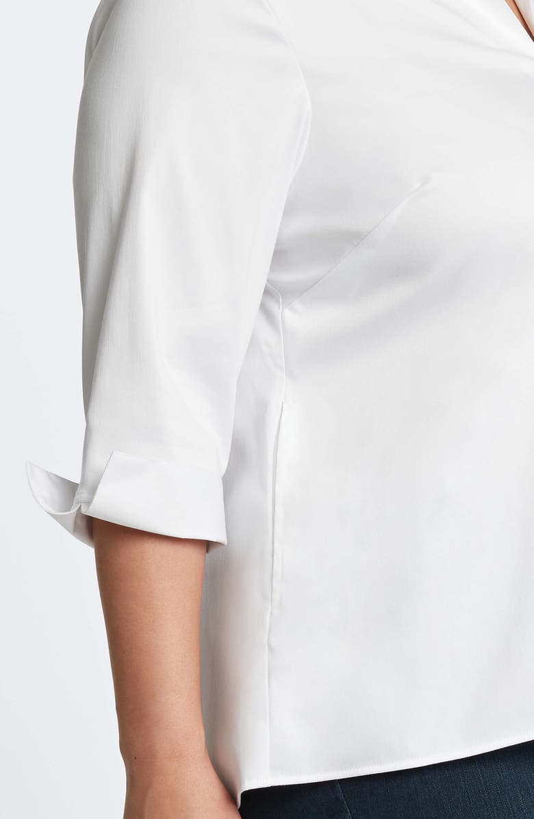 Foxcroft Agnes Three-Quarter Sleeve Cotton Blend Popover Top, Alternate, color, 