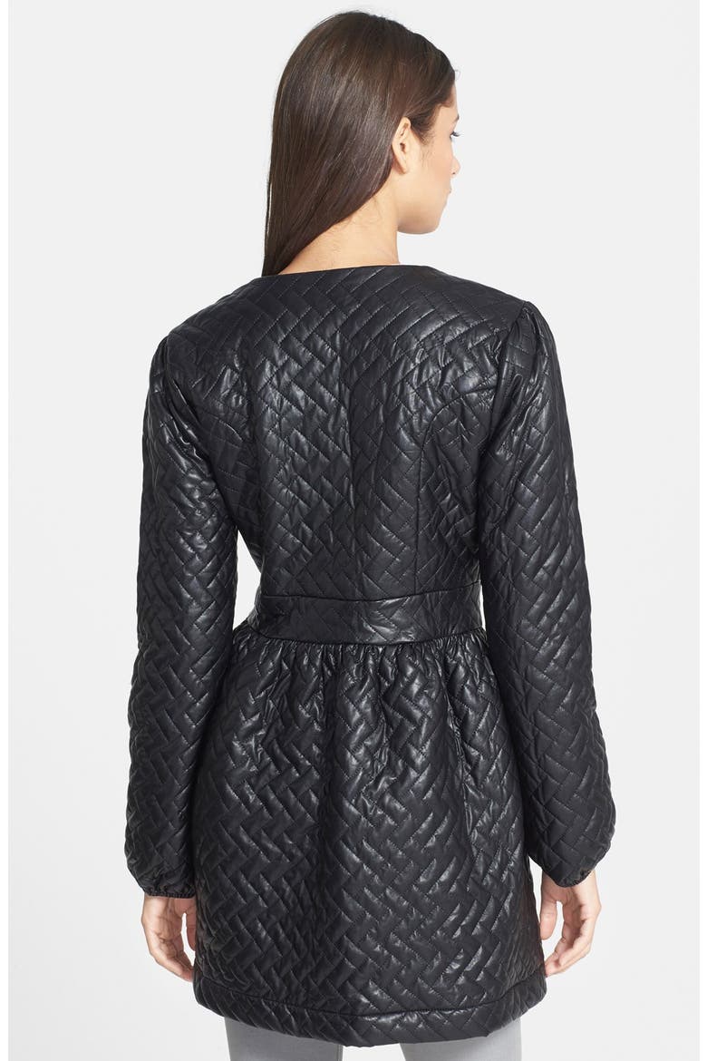 Quilted Faux Leather Jacket, Alternate, color, BLACK