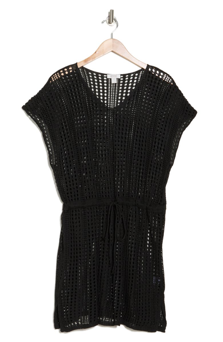 NORDSTROM RACK V-Neck Open Knit Cover-Up Dress, Alternate, color,