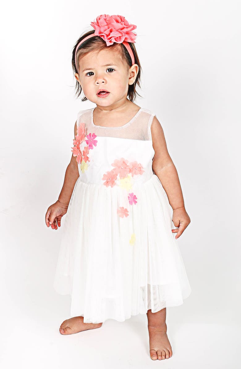 Popatu Floral Appliqué Tulle Dress, Alternate, color, 