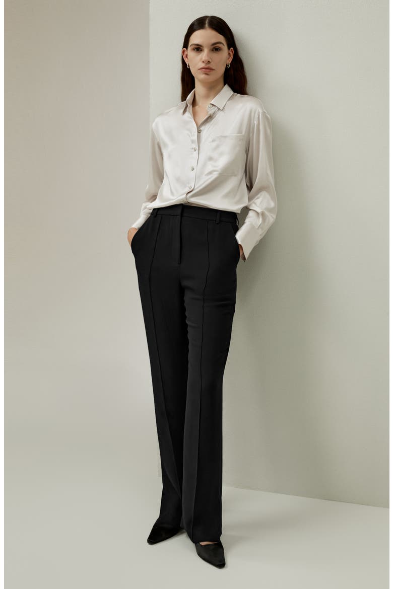 Casual Spread Collar Silk Shirt, Alternate, color, Moonlight Gray