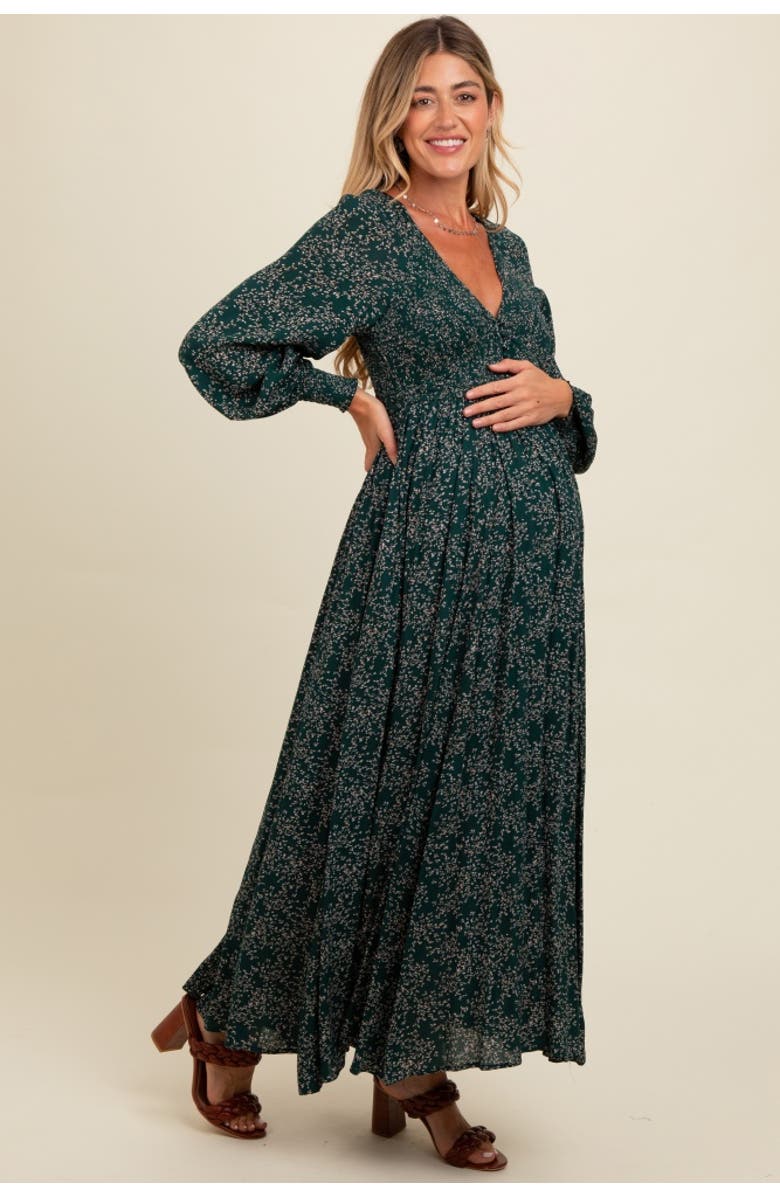 PinkBlush Floral Smocked Button Detail Maxi Dress, Alternate, color, 