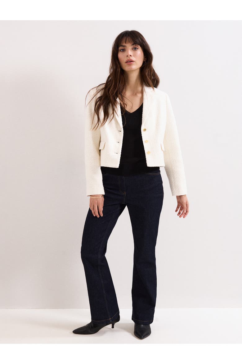 Adria Cropped Textured Jacket Blazer, Alternate, color, Ivory