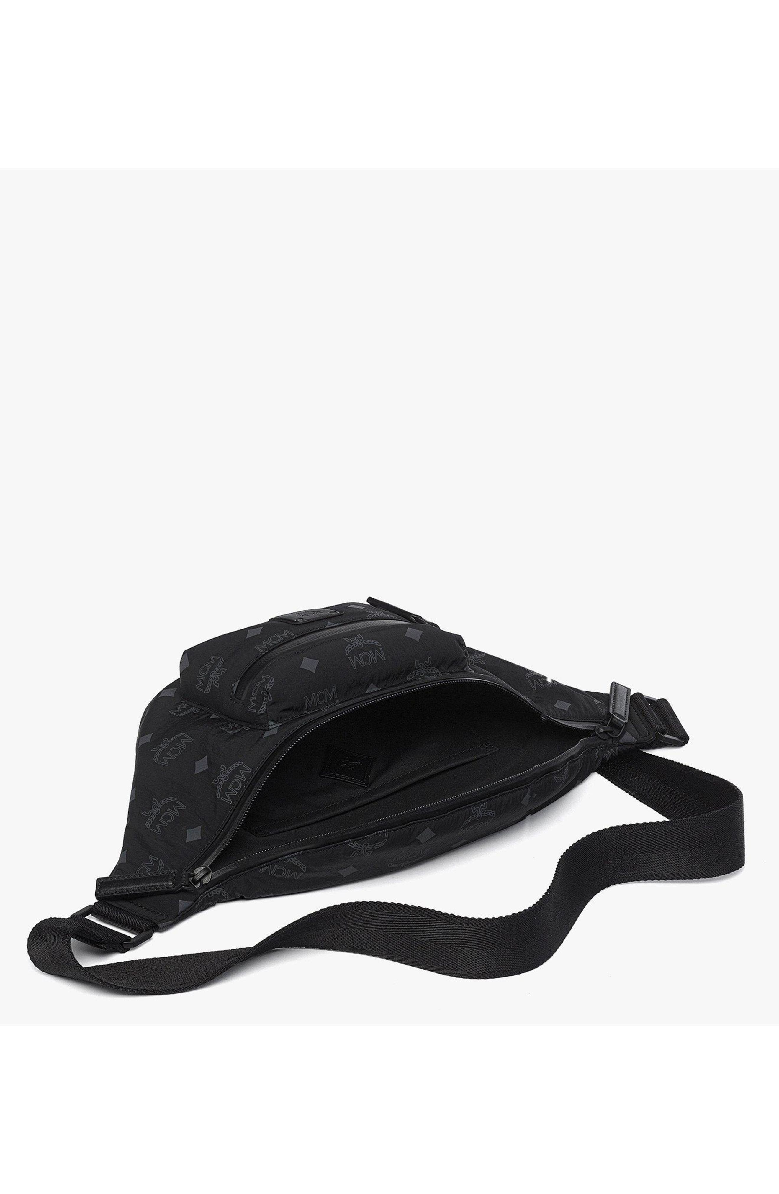 MCM Fursten Belt Bag in Monogram Nylon, Alternate, color, Black