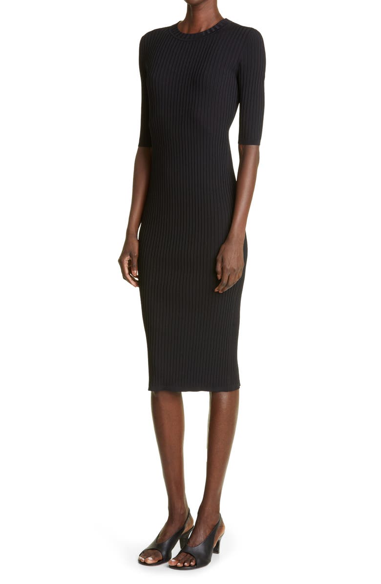 ST. JOHN Flat Rib Midi Sweater Dress, Alternate, color,