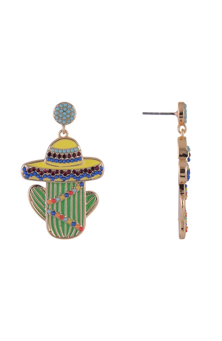 Hallmark Sombrero Cactus Stone Earrings, Alternate, color, Green