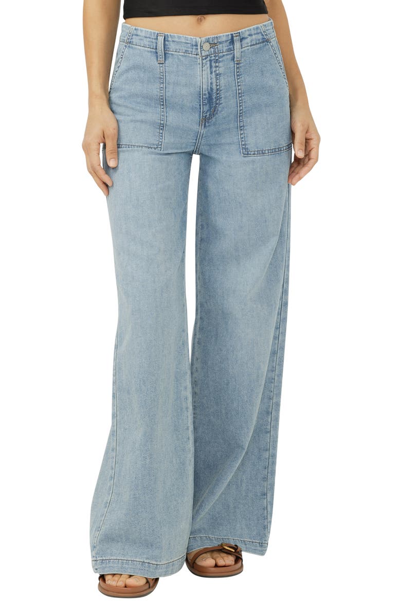 Silver Jeans Co. Lightweight Wide Leg Knit Denim Pants, Alternate, color, Crickets
