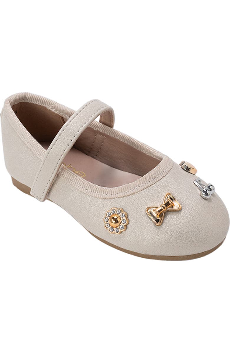 bebe Gigi Heart Dottie Mary Jane Flat, Main, color, Taupe