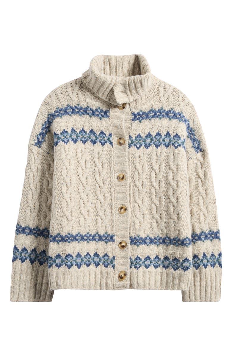Faherty Highland Fair Isle Wool Blend Cardigan, Alternate, color, Lakeside Fairisle Snow