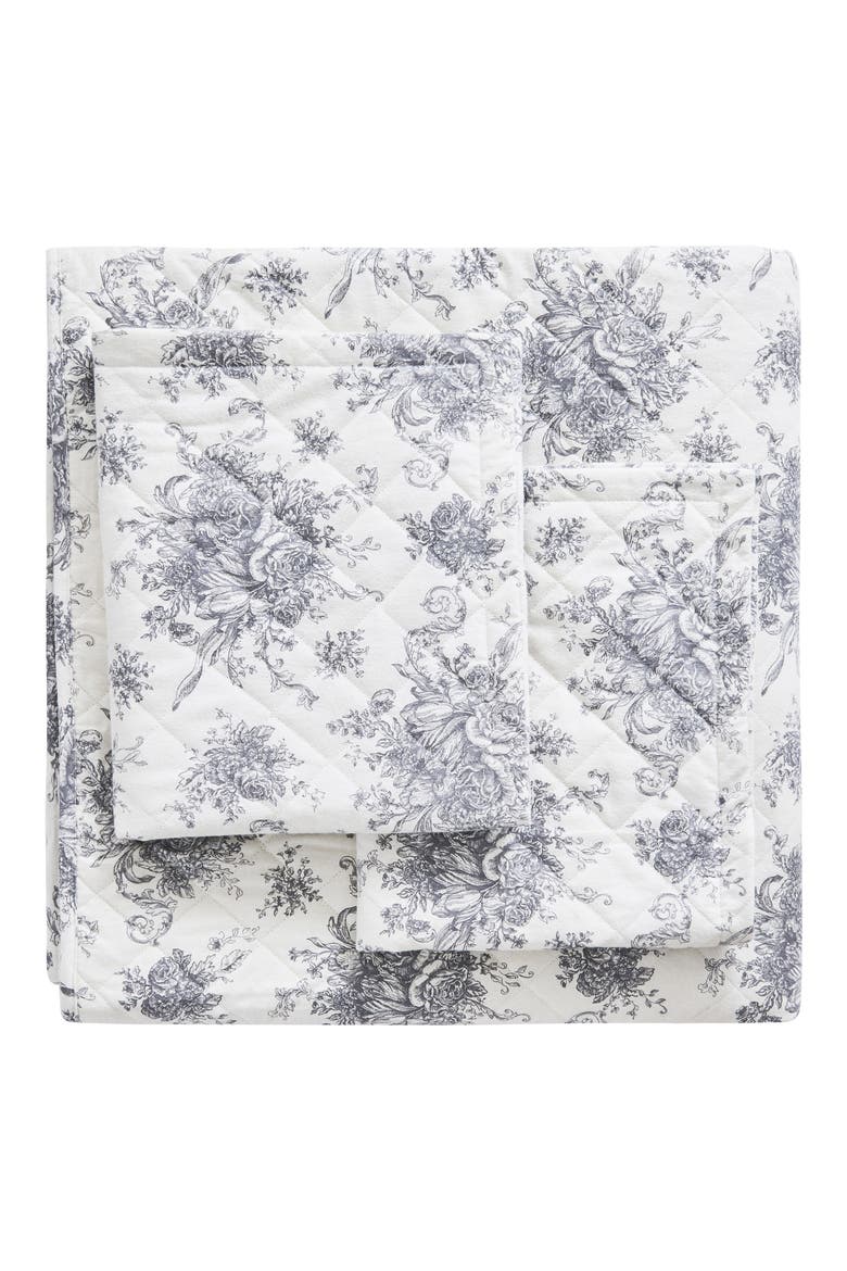 Petit Toile Flannel Quilt Set, Main, color, GREY