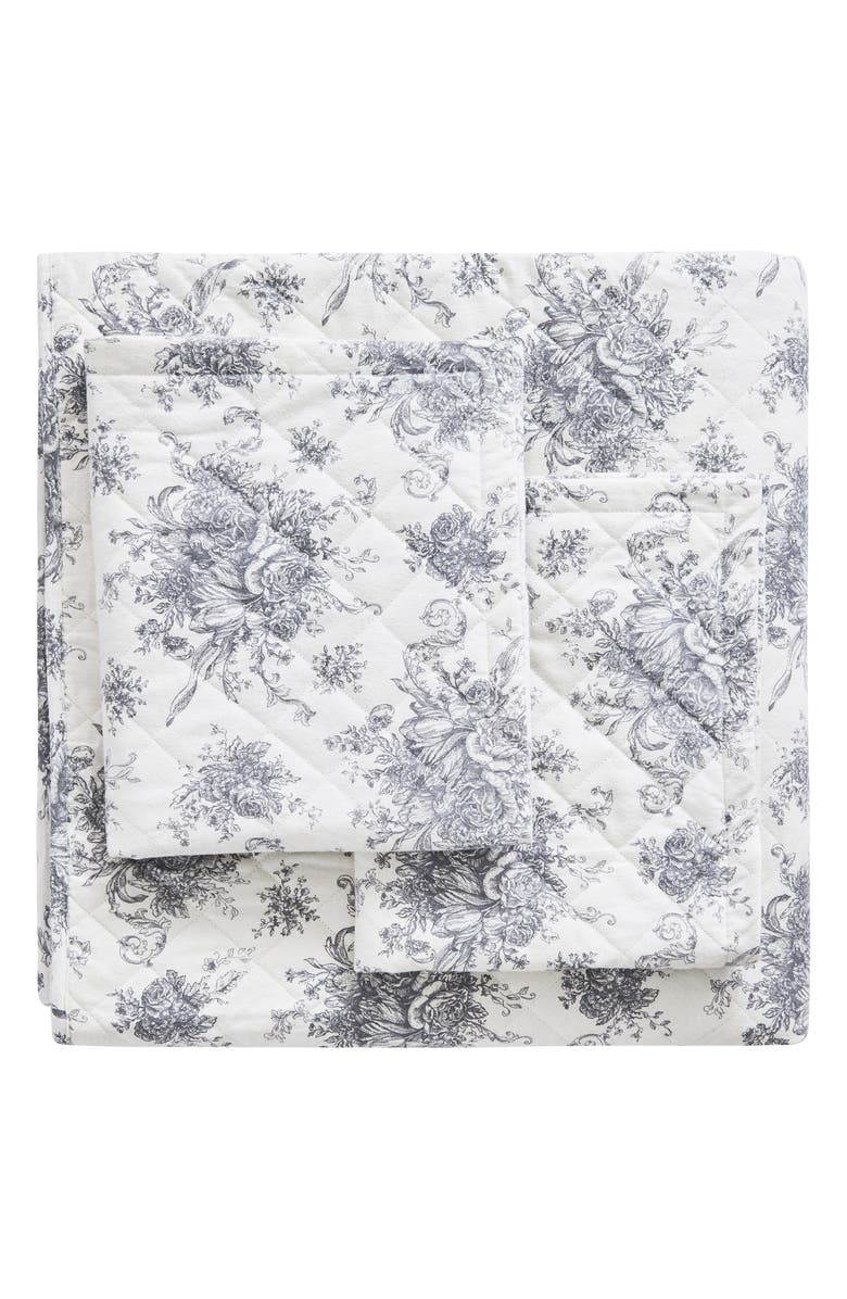 MELANGE HOME Petit Toile Flannel Quilt Set, Main, color, Grey