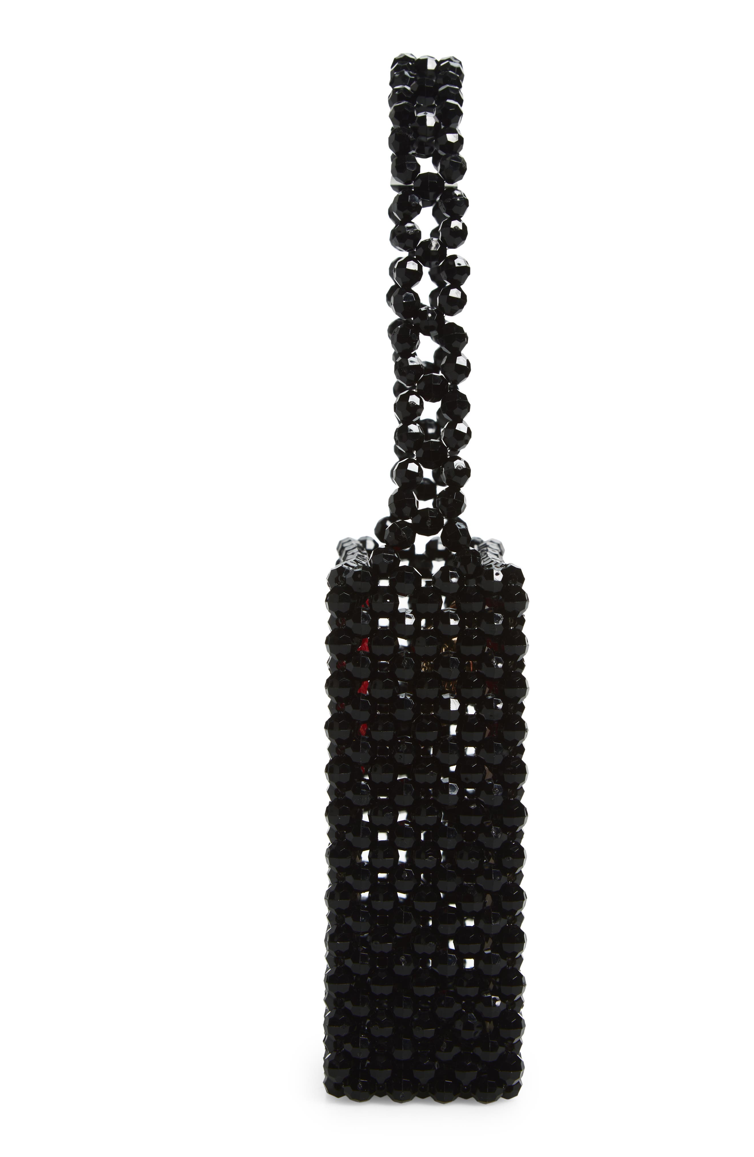 Susan Alexandra I LOVE NY Beaded Top Handle Bag, Alternate, color, Black