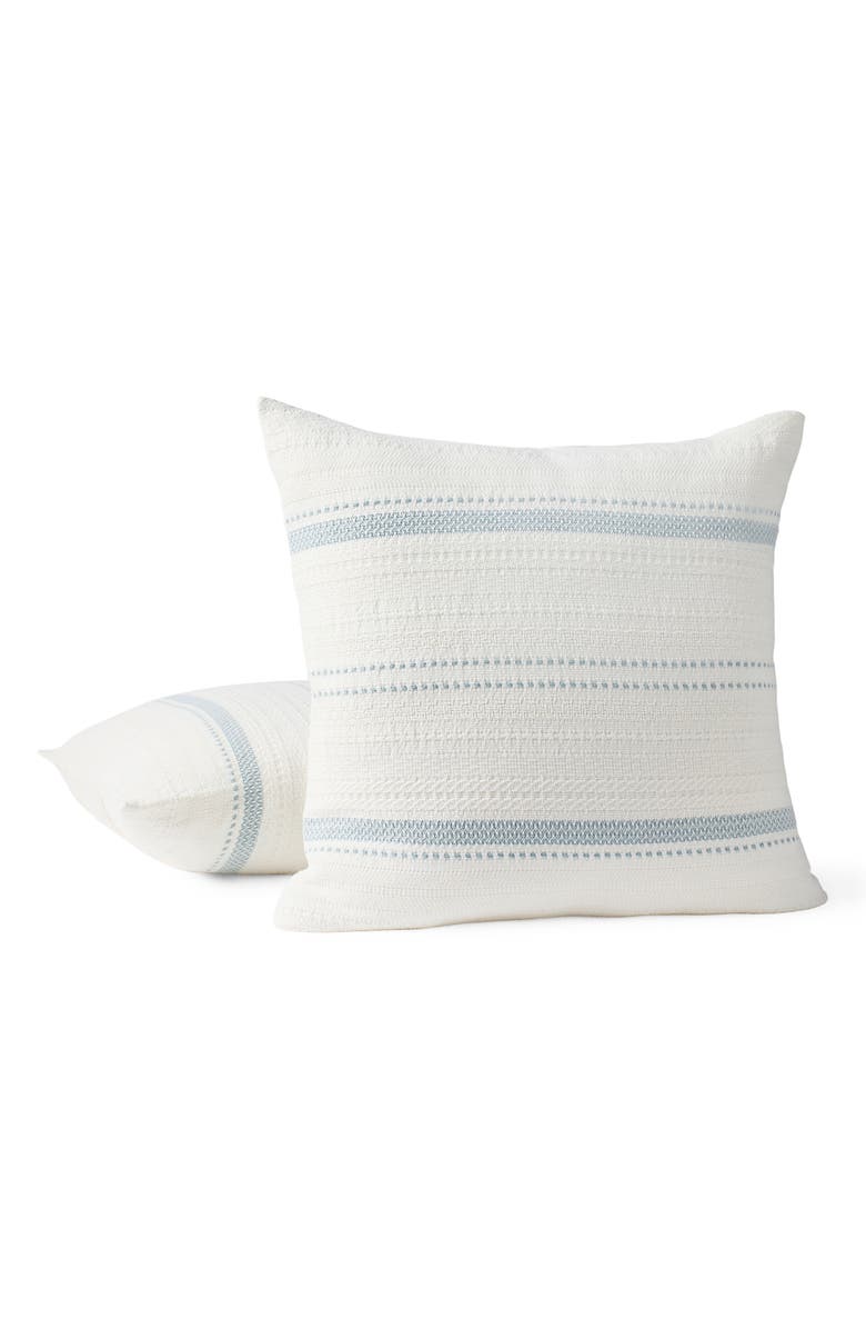 Coyuchi Bonita Organic Cotton Pillow Cover, Main, color, Soft White W/ Pacific Blue