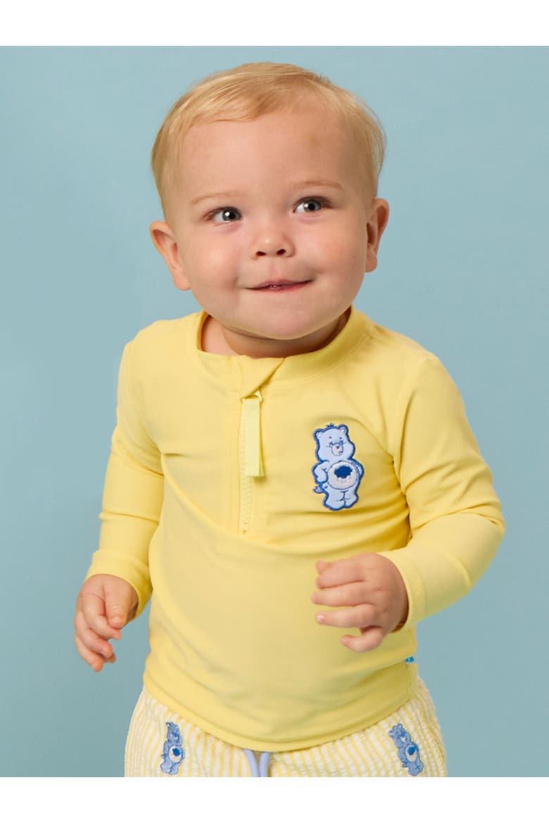 Care Bears Applique Long Sleeve Zipper Rash Guard, Alternate, color, Grumpy Bear Care Bears
