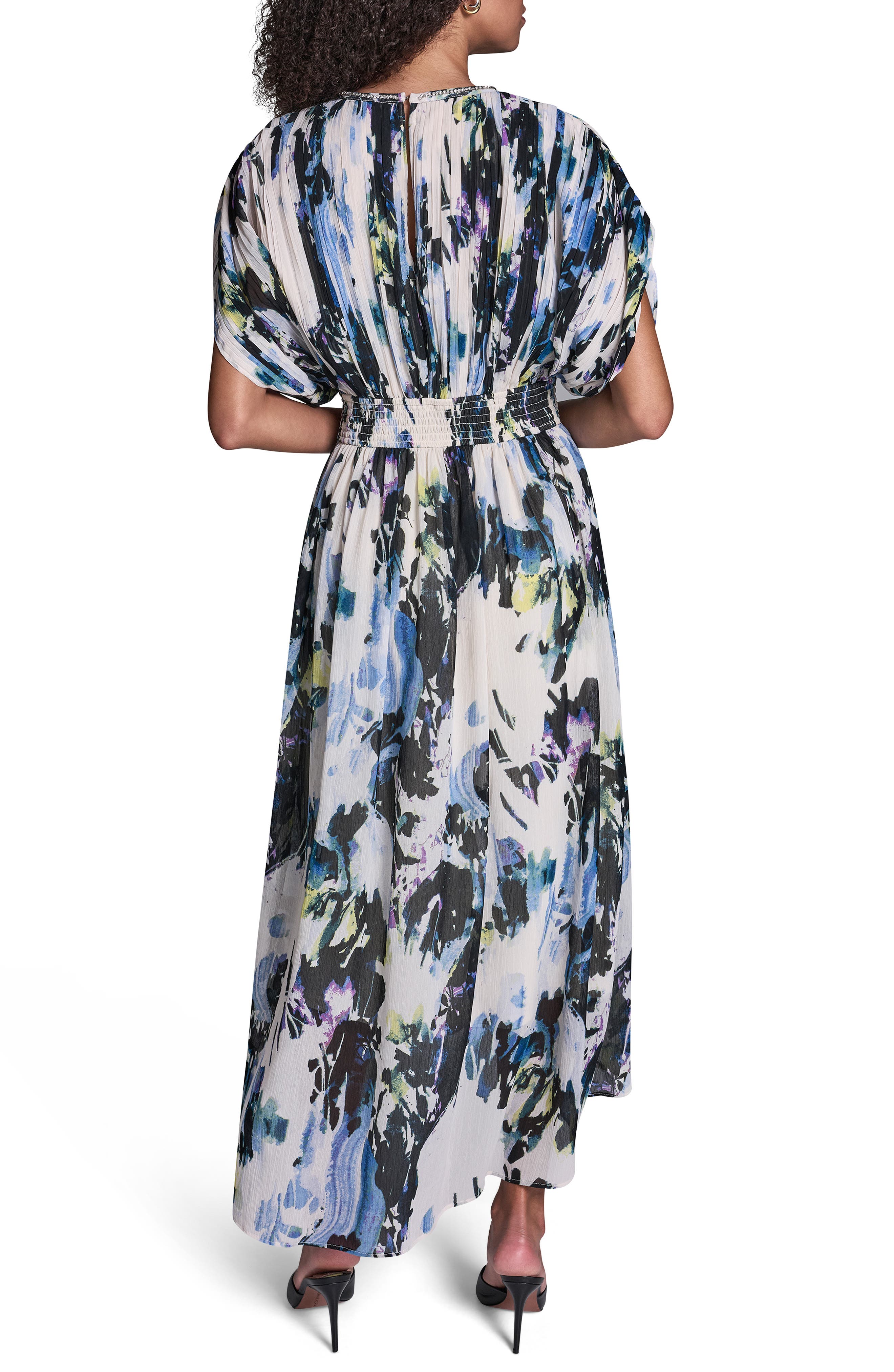Abstract Print Plisse Chiffon Midi Dress - image 2