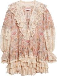 Zimmermann Rebellion Linen & Silk Lace-Up Minidress