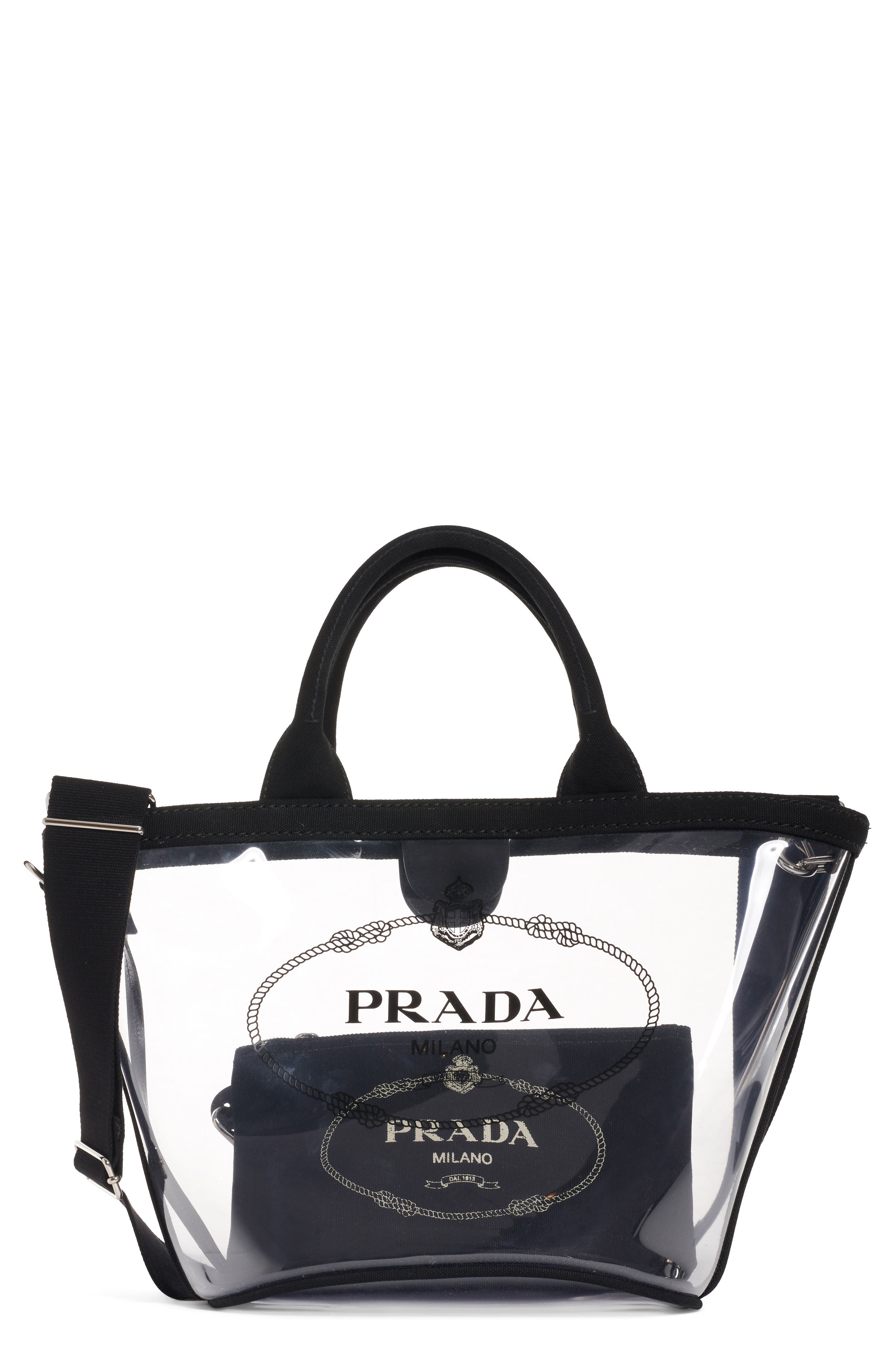 Transparent Tote, Main, color, NERO