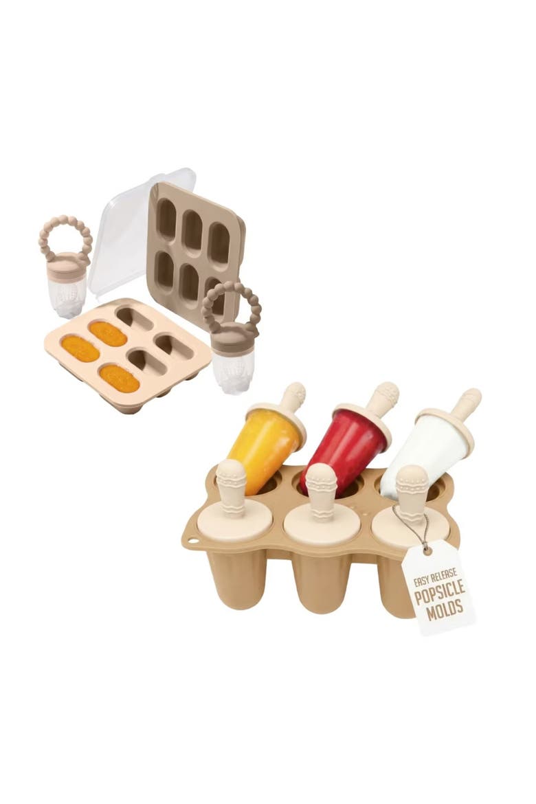 Silicone Baby Popsicle Mold with Fruit Feeders and Freezer Tray, BPA Free, Dishwasher Safe, Freezer Safe, Main, color, Neutral