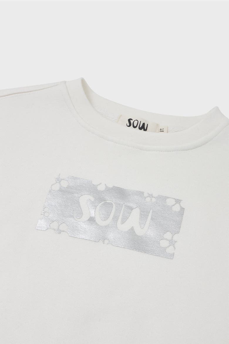 Relaxed Organic Fleece Sweatshirt With SOW print, Alternate, color, Off White