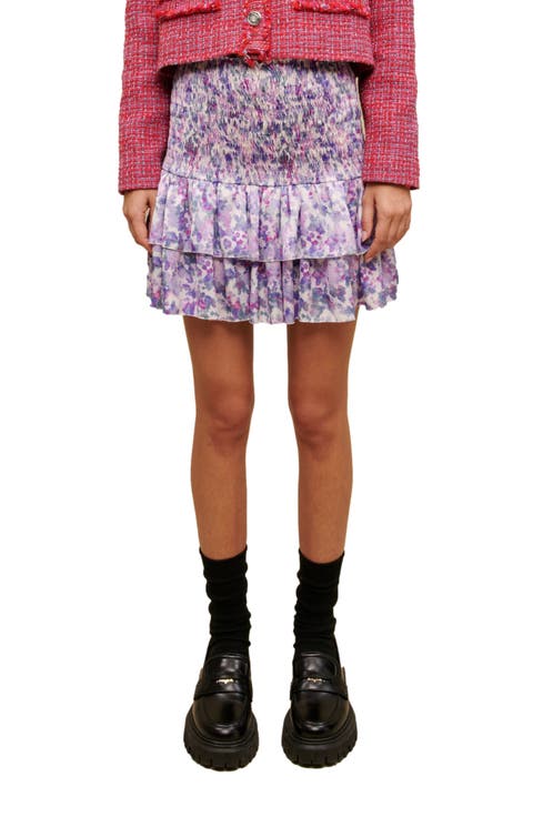 Juvard Abstract Floral Tiered Miniskirt