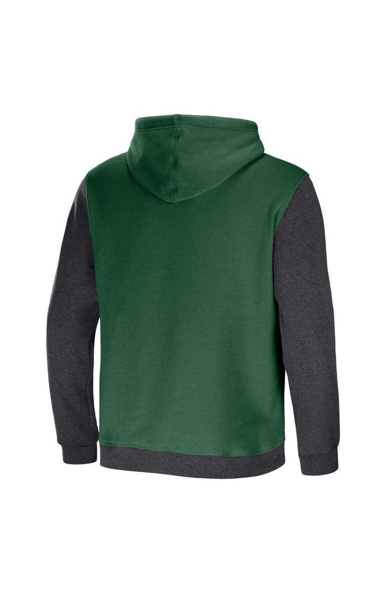 NFL X DARIUS RUCKER Men's NFL x Darius Rucker Collection by Fanatics Green/Heather Charcoal New York Jets Colorblock Pullover Hoodie, Alternate, color, 