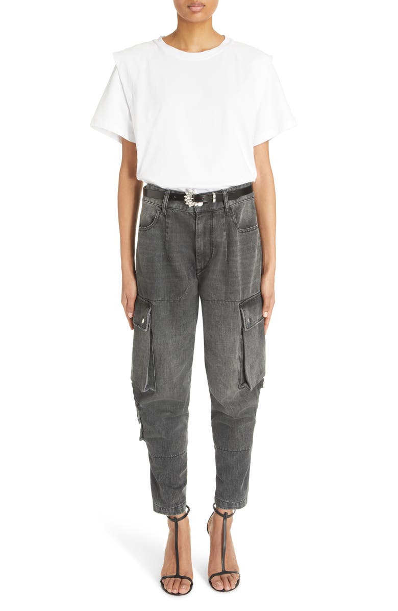 Isabel Marant Zelitos Short Sleeve Cotton T-Shirt, Alternate, color,