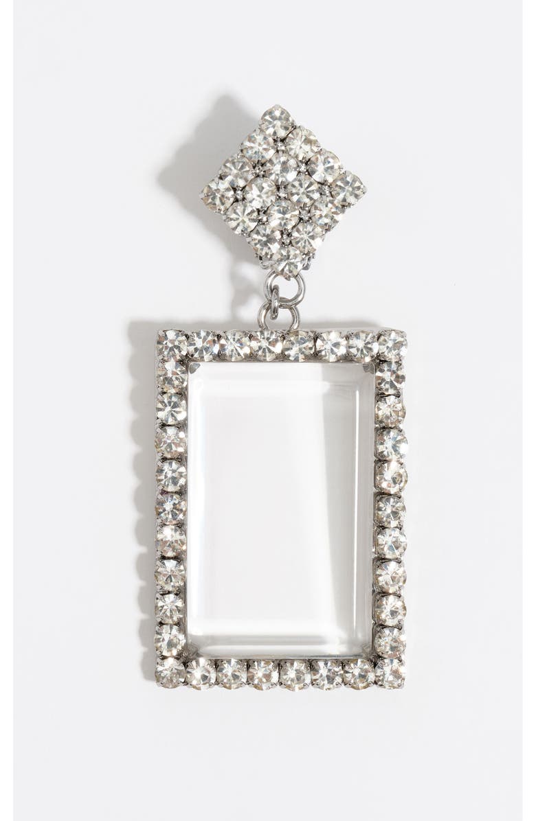 Bimba y Lola Transparent Crystal Earrings, Alternate, color, Dark Silver