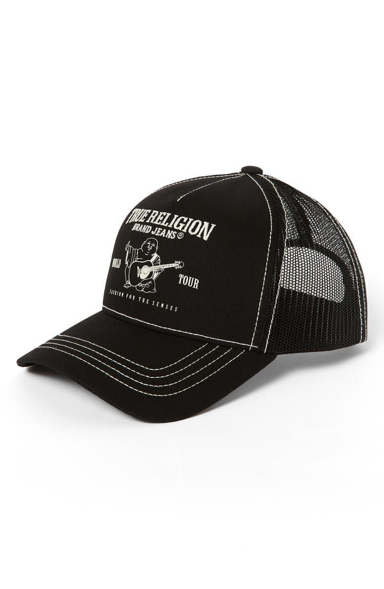 True Religion Buddha Logo Trucker Hat, Alternate, color,