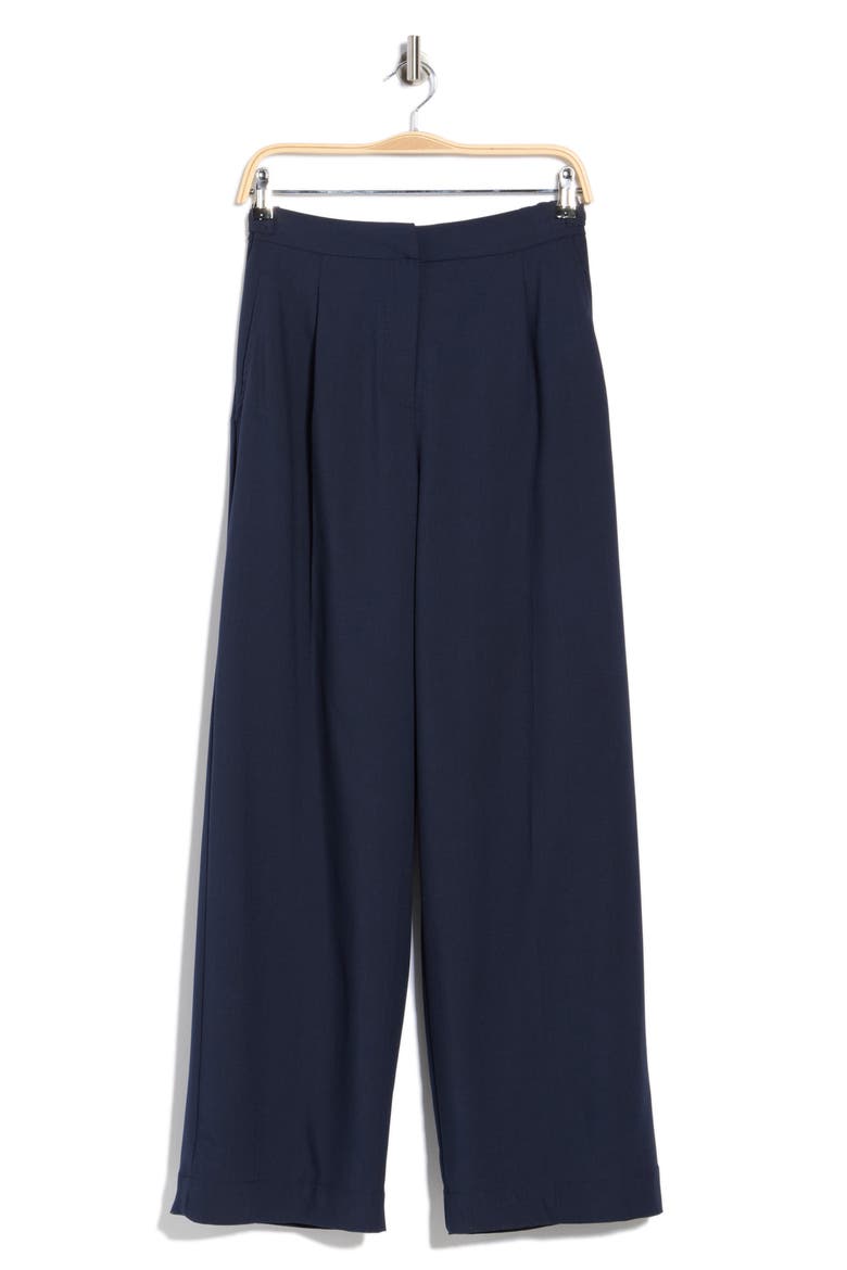 Woven Pleat Front Trousers, Alternate, color, DARK NAVY