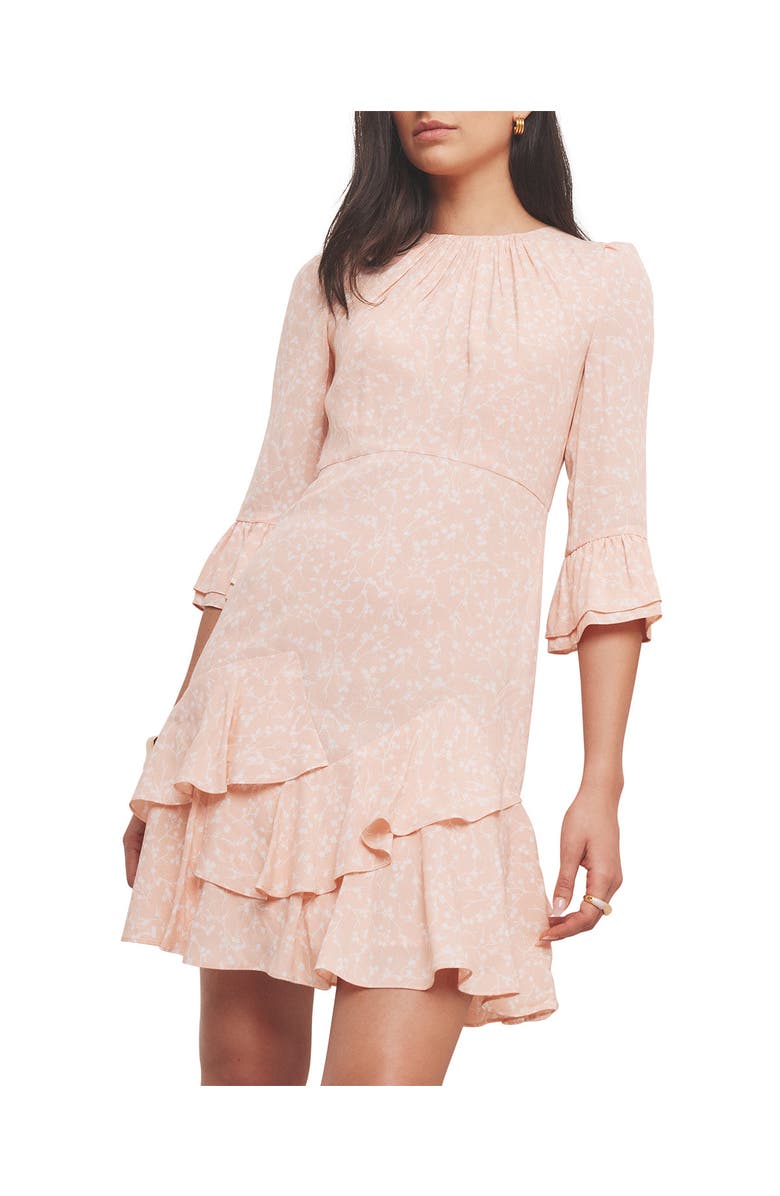 MINT VELVET Floral Print Ruffle Mini Dress, Alternate, color, Pink