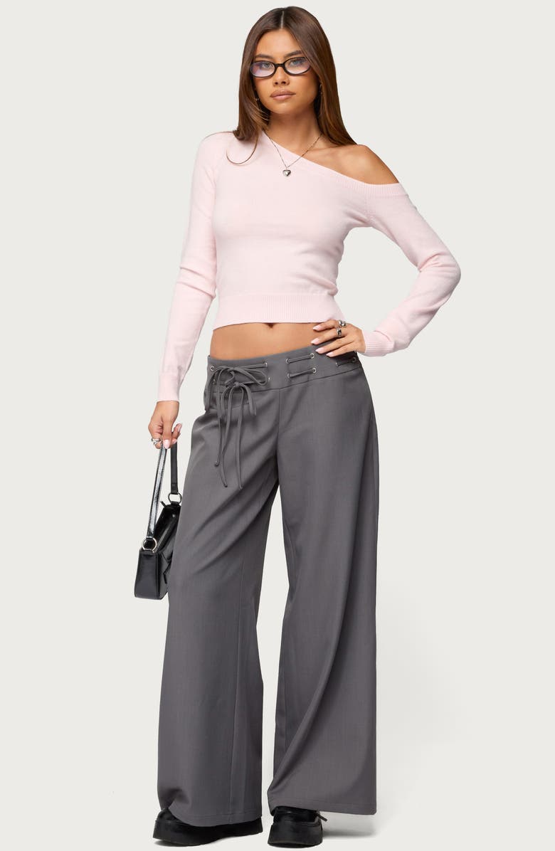 EDIKTED Mayson One-Shoulder Sweater, Alternate, color, Light-Pink