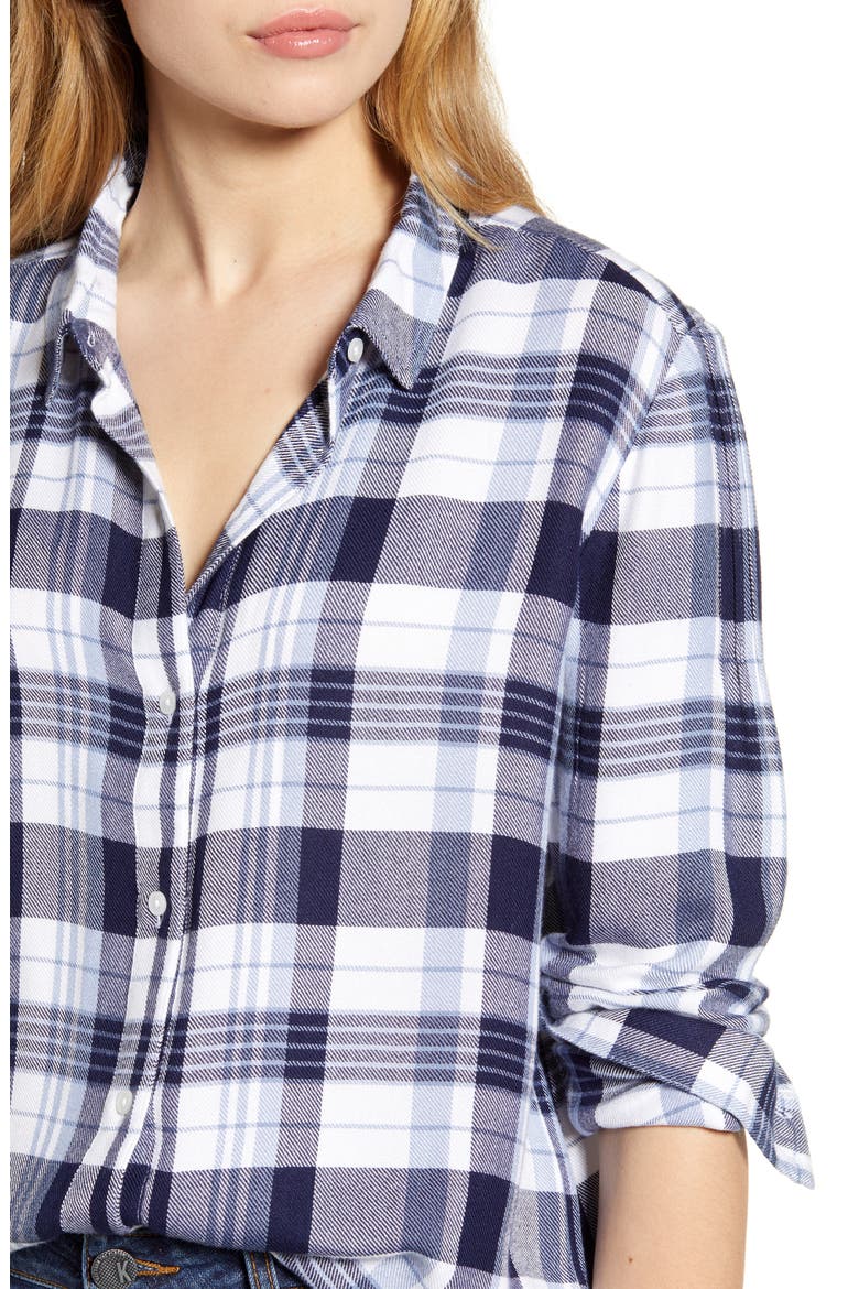 Plaid Shirt, Alternate, color, NAVY WHITE FOLK PLAID