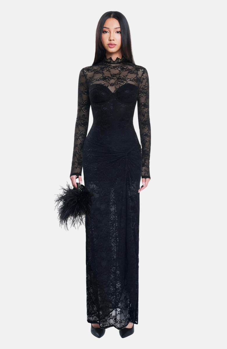 OW Collection ADELLE Maxi Dress, Alternate, color, Black Lace