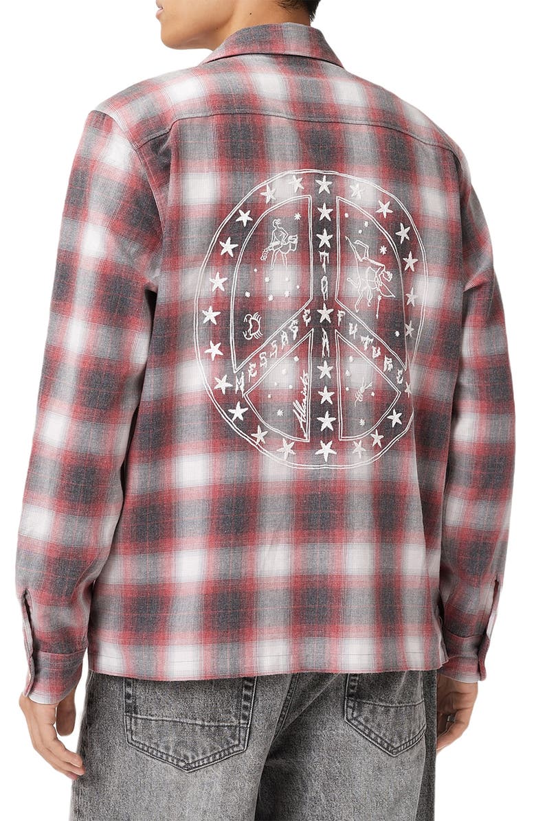 AllSaints Shams Long Sleeve Button-Up Shirt, Alternate, color, Claret Red