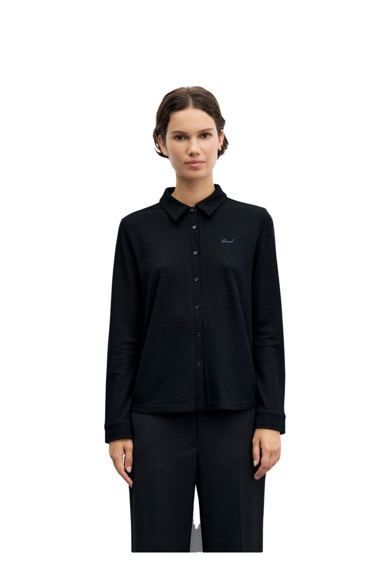 Bambi Long Sleeve Knit Polo Shirt, Main, color, Black