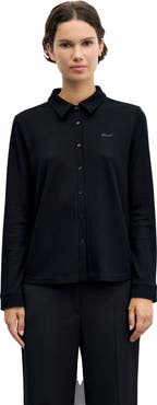GERARD DAREL Bambi Long Sleeve Knit Polo Shirt