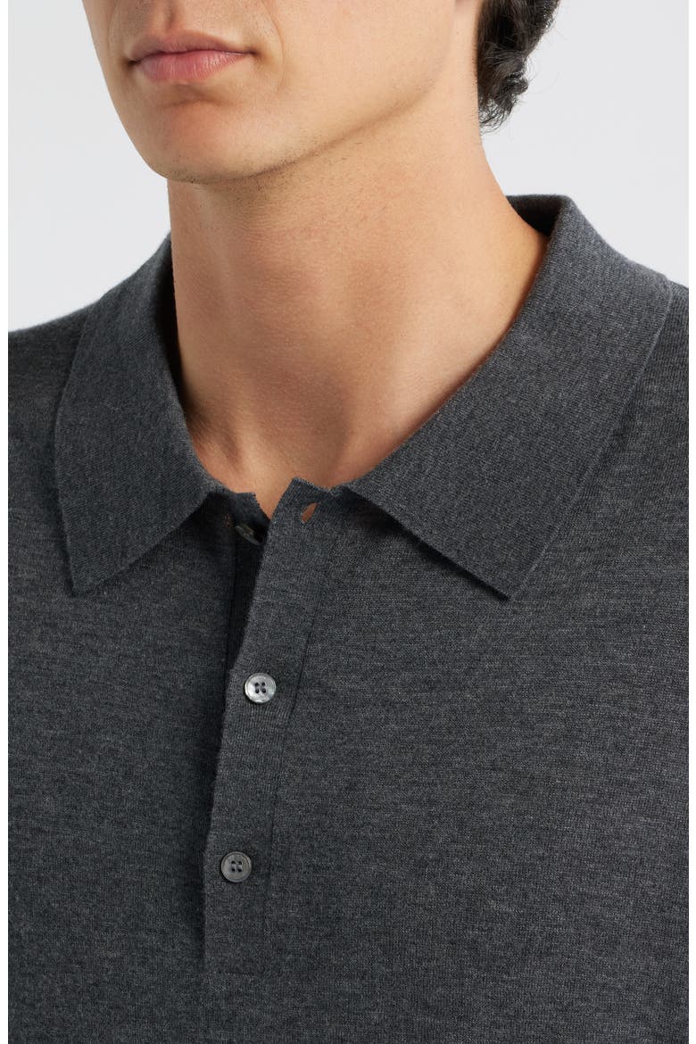 Superfine Merino Wool & Cashmere Polo Sweater, Alternate, color, GREY MELANGE