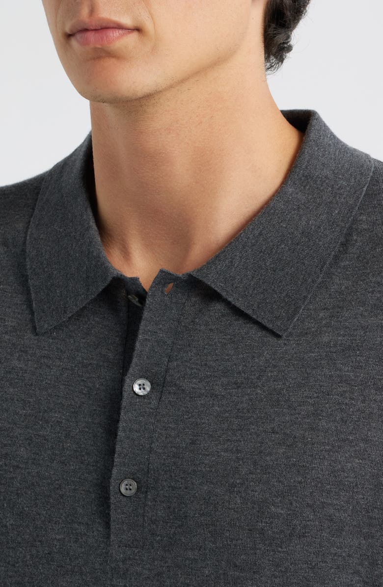 FRAME Superfine Merino Wool & Cashmere Polo Sweater, Alternate, color, Grey Melange