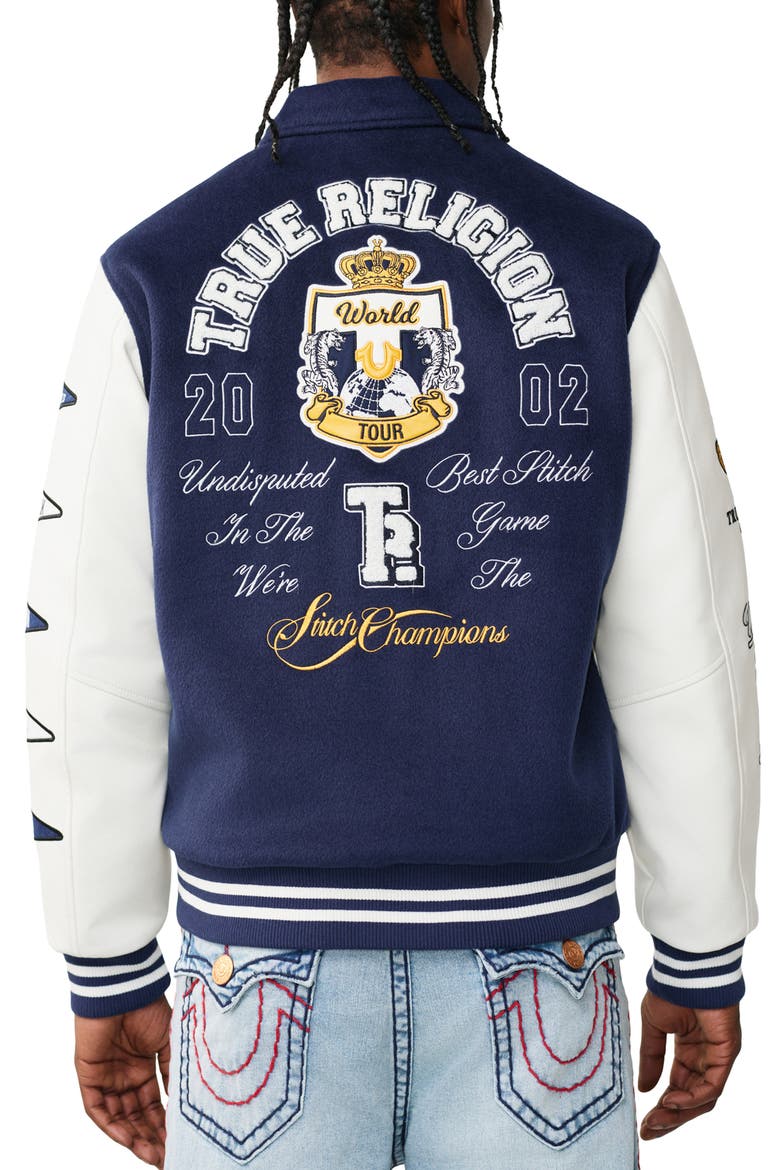 Crest Varsity Jacket, Alternate, color, MIDNIGHT BLUE