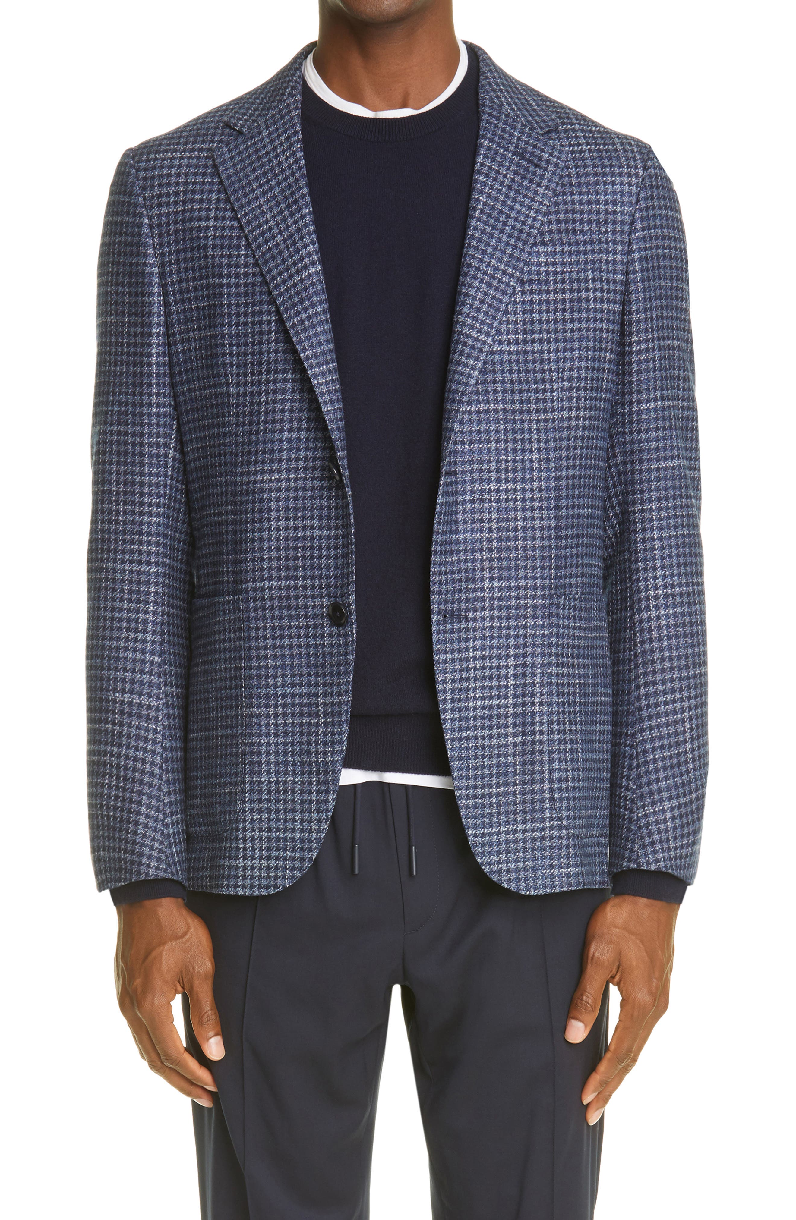 Crossover Micro Check Wool, Silk & Cashmere Sport Coat