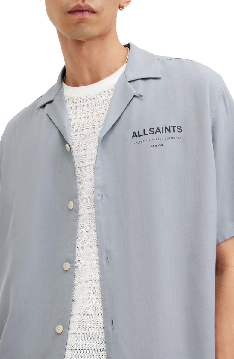 AllSaints Access Short Sleeve Graphic Camp Shirt, Alternate, color,