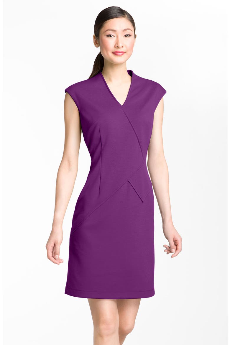 Seamed Ponte Knit Sheath Dress, Main, color, MULBERRY