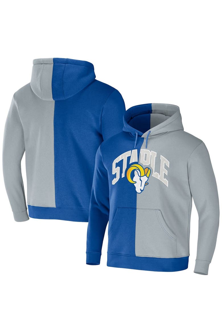 Men's NFL x Staple Royal Los Angeles Rams Split Logo Pullover Hoodie, Main, color, Royal