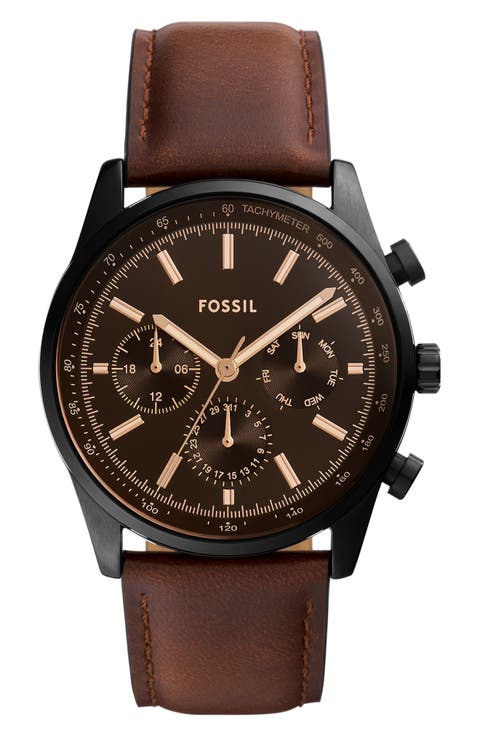 Sullivan Multifunction Leather Strap Watch, 44mm