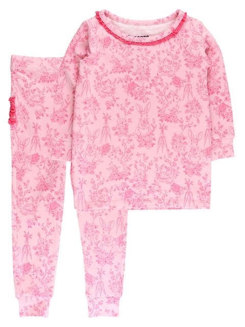 Toddler Girls Modal Blend Ruffle Long Sleeve Pajama Set, Signature Rear Ruffles