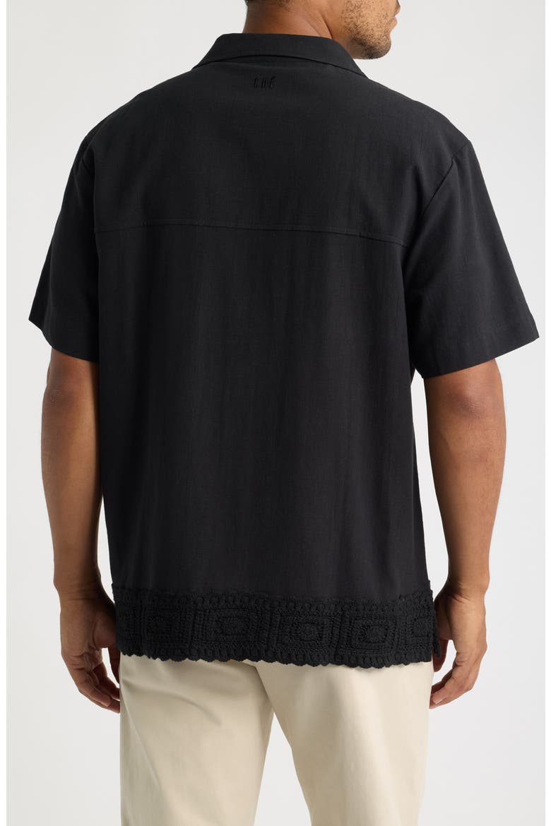 Ingo Cotton & Linen Camp Shirt, Alternate, color, BLACK-01