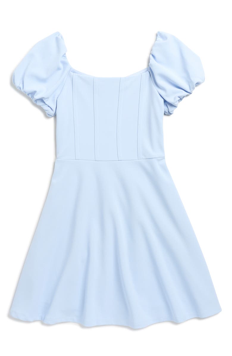 Rare Editions Kids' Puff Sleeve Scuba Crepe Party Dress, Main, color, Blue