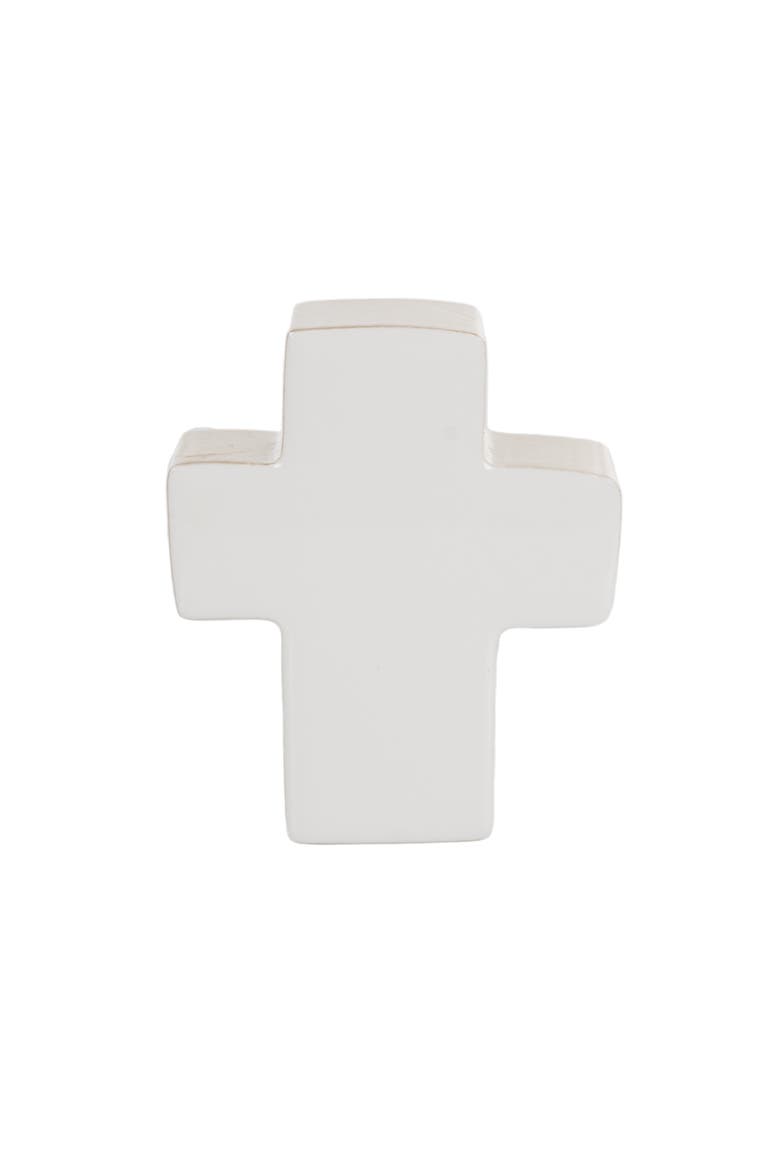 MDF and Epoxy Cross in Box White and Gold for Spring Home Decor, Alternate, color, Off-White