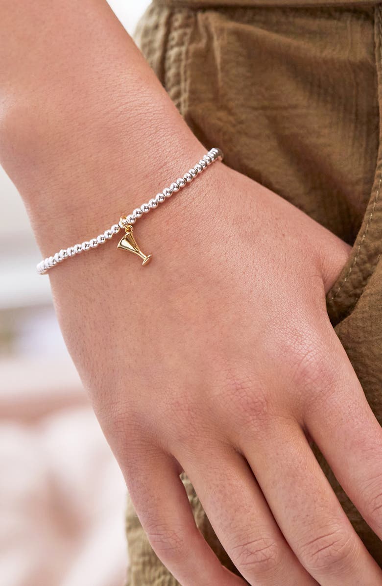 Estella Bartlett Sienna Martini Glass Beaded Stretch Bracelet, Alternate, color, Gold And Silver