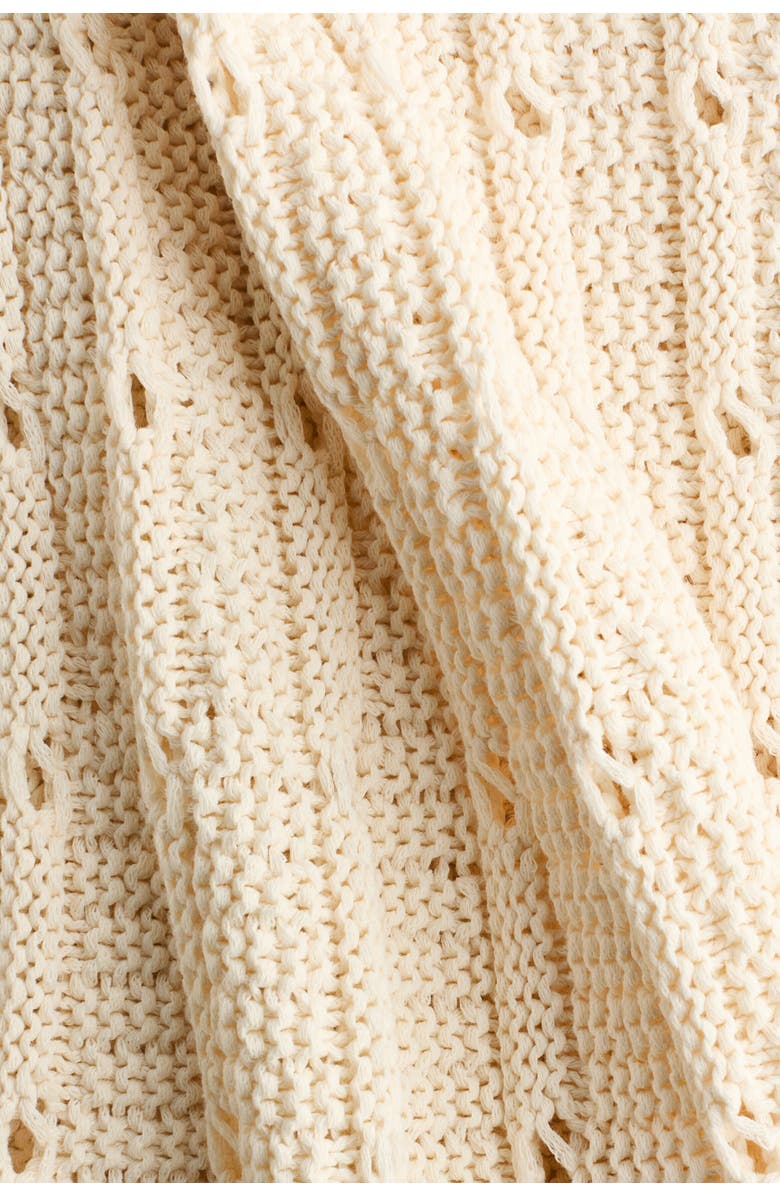 H&M Pointelle-knit Peplum Top, Alternate, color, Cream